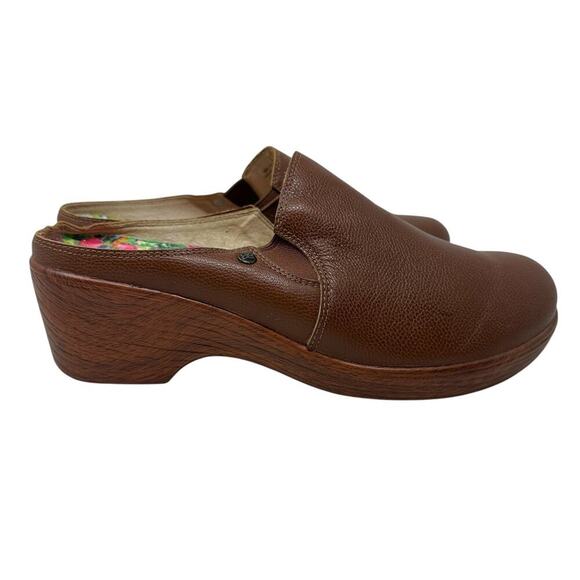 Alegria Sereniti Clog Shoes Wedge Leather Cognac Tan Brown Size 38 US 8 8.5 - Picture 9 of 15
